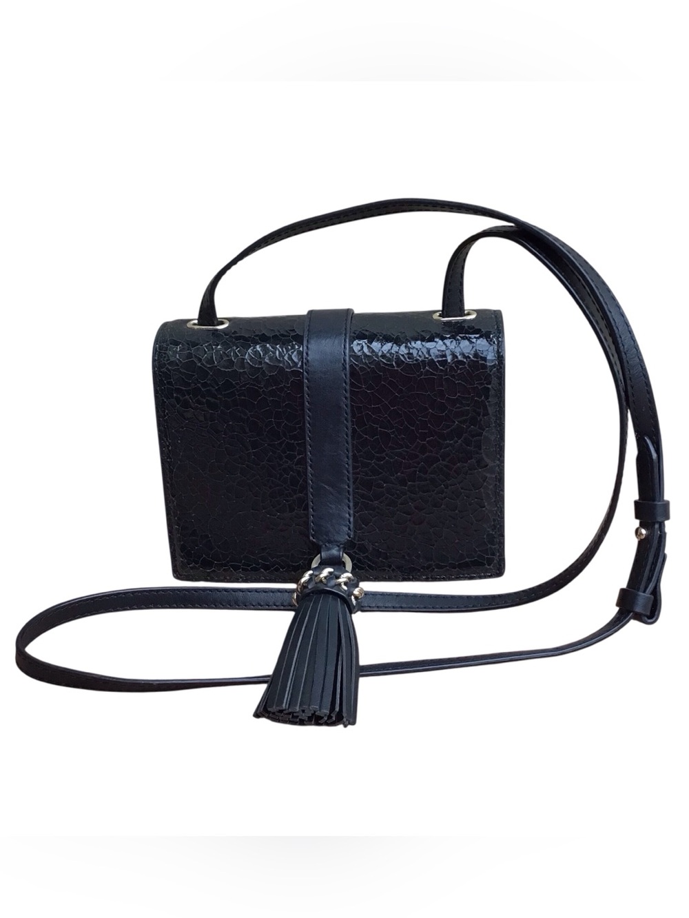 Reiss Jarvis Mini Tassel Crossbody Shoulder Bag in Black